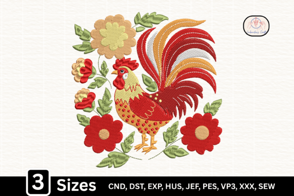 Folk Art Chicken Floral Rooster Embroidery Review