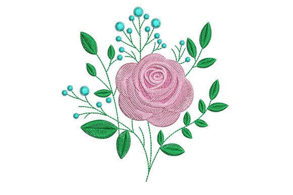 Pink Rose Embroidery Design